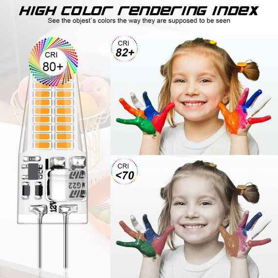 Auting G4 Led Warmweiß Birnen, 3W G4 LED Birnen 12V, Ersatz für 30W Halogenlampen, Energiesparlampe 3000K, 300LM AC/DC LED Lampen Nicht Dimmbar, 6er Pack