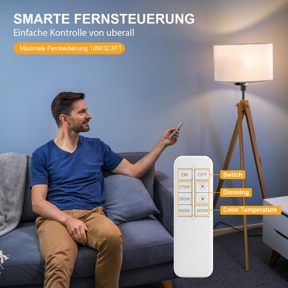 Auting E27 LED Glühbirne Dimmbar mit Fernbedienung,7W (900lm) ersetzt 60-70W, CCT 2700K-6500K (Warmweiß bis Tageslicht) Farbtemperatur, Ideal für Wohnzimmer, Schlafzimmer, Küche, 220-240V, 2er Pack