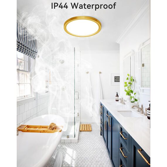 zemty 24W LED Deckenleuchte Flach 29.5cm 3Farben 3000/4000/6500K Deckenlampe,Golden Ultra Dünn LED Lampen Deckenlampen,Deckenleuchten Deckenbeleuchtung für Badezimmer,Wohnzimmer,Küche,Schlafzimmer