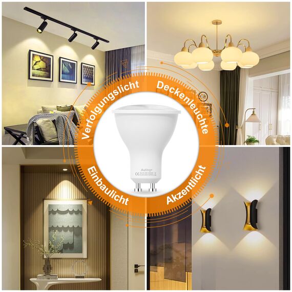 Auting gu10 LED Warmweiß 800 Lumen, 6-er Pack 5W GU10 led, Ersetzen 70W-80W Halogenlampen, 3000K Abstrahlwinkel 120° Leuchtmittel Reflektor led Spots, Nicht Dimmbar