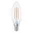 Osram Energy Class LED-Lampe in klassischer Minikerzenform, 3.8 W / 806 lm, EEK A, warmweißes Licht (2700 K), CRI 80, aus klarfarbenem bleifreiem Glas, E14 Sockel, IP20, 35 mm Durchmesser.