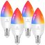 ANTELA Alexa Glühbirne E14 4.5W LED Lampen Smart WLAN Birne RGB Kaltweiße Warmweiße Licht, APP Steuerung, Sprachsteuerung, Kompatibel mit Alexa, Google Home, 4 PCs