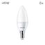PHILIPS LED Classic E14 Lampen 6-er Pack (40 W), matte LED Lampen mit warmweißem Licht, energiesparende LED Beleuchtung mit langer Nutzlebensdauer, Warmweiß