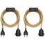 ledscom.de 2 Stück Hanf-Kabel/Textilkabel LEKA, Stecker, Schalter, beige, 3 m, Lampen-Fassung, 1x E27 max. 60W