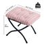 HollyHOME Fußhocker Klappbar Fußablage Fußstütze Faltbar Sitzhocker mit Metallbeinen Fusshocker mit Abnehmbar Gepolsterte Sitzfläche, Rosa
