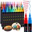 Hoenart Acrylstifte für Steine Wasserfest, 36 Farben Stifte Steine Bemalen Multimarker Zum Bemalen Acrylmarker für Holz, Leinwand, Glas, Papier, Keramik, Halloween Deko Kürbis