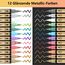 IVSUN Metallic Marker Stifte, 12 Dual Tip Metallic Acrylstifte Wasserfest, Stifte Set für Fotoalbum, Gästebuch Hochzeit, Scrapbook Zubehör, Schwarzes Papier Holz Glas Steine Bemalen, Ostern Basteln