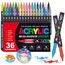 Laconile 36 Farben Acrylstifte für Steine Wasserfest, Brush Tip Acrylic Pens Set, Schnelltrocknend und Ungiftig, Ideal Acrylstifte zum Bemalen für Steinen, Glas, Leinwand, Keramik, Holz, Metall