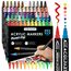 colpart Acrylic Paint Markers,Acrylic Paint Pens Paint Markers,60 Colors Dual Tip Paint Pens With Medium Tip and Brush