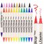Acrylfarben-Stifte, Farbmarkierer, 24 Farben, Doppelspitze, Farbstifte mit Pinselspitze und feiner Spitze für Steinmalerei, Holz, Kunststoff, Leinwand, Farbmarker für Bastelarbeiten, Kunstbedar