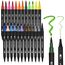 Dual Brush Pen Set, 24 Farben Doppelfasermaler Filzstifte, Wasserbasis Aquarellstifte für Aquarell Watercolo Bullet Journal Handlettering Kalligraphie Manga Malbücher, mit Fasermaler und Fineliner