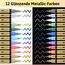 KERIFI Metallic Stifte - 12 Farben Dual Tip Metallic Marker Stifte Set für Gästebuch Hochzeit, Fotoalbum zum Selbstgestalten, Scrapbook Zubehör, Papier, Glitzerstifte für Steine, Holz, Glas, Keramik