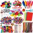 Bastelset Kinder, 1300+PCS DIY Basteln Bastelkoffer, Bastelzubehör Bastelmaterial Scrapbooking, Pfeifenreiniger, Pompons, Federn, Perlen, Wackelaugen, Pailletten Bastelbedarf für Kleinkinder