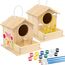 LotFancy Vogelhaus Bausatz für Kinder, 2 x Vogelhaus zum bemalen, Holz Bastelset, DIY Basteln Set Vogelkasten Basteln Ostern Geschenke für Mädchen Jungen Kleinkinder