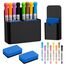 Vyuwast 12 Stück Whiteboard Zubehör, 2 Magnetische Stifthalter mit 2 Whiteboard Schwämmen und 8 Whiteboard Markern, Ideal für Schule, Büro und Metalloberflächen