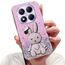Nadoli für Xiaomi Redmi Note 14 Pro 5G Herz Hase Versteckt Ständer Hülle,Karikatur Glitzer Ständer Weiche Silikon Bling Durchsichtig Schutzhülle,Rosa