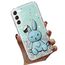 Tivenfezk Nadoli für Samsung Galaxy S21 Herz Hase Versteckt Ständer Hülle,Karikatur Glitzer Ständer Weiche Silikon Bling Durchsichtig Schutzhülle,Grün