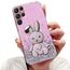 Nadoli für Samsung Galaxy S25 Ultra Herz Hase Versteckt Ständer Hülle,Karikatur Glitzer Ständer Weiche Silikon Bling Durchsichtig Schutzhülle,Rosa