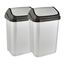 keeeper swantje 2x Mülleimer mit Schwingdeckel, 25 l, 33,5 x 25,5 x 53,5 cm, Light Silver