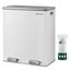 SONGMICS Mülleimer, 2 x 30 Liter, 2 Fächer, Mülltrennsystem, Treteimer, Abfalleimer Küche, 15 Müllsäcke, Metall, Inneneimer aus Kunststoff, Klappdeckel, Softclose, luftdicht, weiß-grau LTB60WT