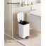 SONGMICS Kosmetikeimer, 8 Liter, Mülleimer Bad, kleiner Abfalleimer, Tretmülleimer, mit Pedal, für kleine Räume, mit Deckel, Softclose, Stahl, weiß LTB591W0802