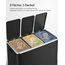 SONGMICS Mülleimer Küche, 3 x 18 L, Mülltrennsystem 3 Fächer, inklusive 15 Müllbeutel, Abfalleimer, Treteimer, für recycelbare Abfälle, Biomüll, mit Deckel, tintenschwarz LTB54BK