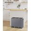 SONGMICS Mülleimer Küche, 3 x 18 L, Mülltrennsystem 3 Fächer, inklusive 15 Müllbeutel, Abfalleimer, Treteimer, für recycelbare Abfälle, Biomüll, mit Deckel, mattgrau LTB054G01