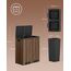 SONGMICS Mülleimer, 2 x 30 Liter, 2 Fächer, Mülltrennsystem, Treteimer, Abfalleimer Küche, 15 Müllsäcke, Metall, Inneneimer aus Kunststoff, Klappdeckel, Softclose, dunkelwalnussfarben LTB060N02
