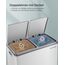 SONGMICS Mülleimer, 2 x 30 Liter, 2 Fächer, Mülltrennsystem, Treteimer, Abfalleimer Küche, 15 Müllsäcke, Metall, Inneneimer aus Kunststoff, Klappdeckel, Softclose, luftdicht, weiß-grau LTB60WT