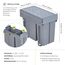 [en.casa] Einbaumülleimer Froland Mülleimer 2 Fächer Mülltrennsystem ausziehbar Abfalleimer Küche 1x20L+1x10L herausnehmbare Behälter 48 x 26 x 42 cm Küchenmülleimer Grau