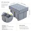 [en.casa] Einbaumülleimer Froland Mülleimer 2 Fächer Mülltrennsystem ausziehbar Abfalleimer Küche 2x15L herausnehmbare Behälter 48 x 34 x 35 cm Küchenmülleimer Grau