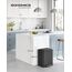 SONGMICS Mülleimer Küche, Mülltrennsystem 2 x 15 L, 2 Fächer für Recycling und Restmüll, Abfalleimer, Inneneimer, Stahl, Softclose-Deckel, breites robustes Pedal, tintenschwarz LTB544B02
