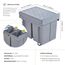 [en.casa] Einbaumülleimer Froland Mülleimer 2 Fächer Mülltrennsystem ausziehbar Abfalleimer Küche 2x20L herausnehmbare Behälter 48 x 34 x 42 cm Küchenmülleimer Grau