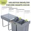 [en.casa] Einbaumülleimer Froland Mülleimer 2 Fächer Mülltrennsystem ausziehbar Abfalleimer Küche 2x20L herausnehmbare Behälter 48 x 34 x 42 cm Küchenmülleimer Grau