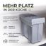 [en.casa] Einbaumülleimer Froland Mülleimer 3 Fächer Mülltrennsystem ausziehbar Abfalleimer Küche 3x10L herausnehmbare Behälter 48 x 26 x 42 cm Küchenmülleimer Grau