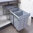 [en.casa] Einbaumülleimer Froland Mülleimer 2 Fächer Mülltrennsystem ausziehbar Abfalleimer Küche 2x20L herausnehmbare Behälter 48 x 34 x 42 cm Küchenmülleimer Grau