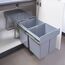 [en.casa] Einbaumülleimer Froland Mülleimer 2 Fächer Mülltrennsystem ausziehbar Abfalleimer Küche 2x15L herausnehmbare Behälter 48 x 34 x 35 cm Küchenmülleimer Grau