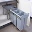 [en.casa] Einbaumülleimer Froland Mülleimer 3 Fächer Mülltrennsystem ausziehbar Abfalleimer Küche 3x10L herausnehmbare Behälter 48 x 26 x 42 cm Küchenmülleimer Grau