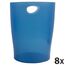 Exacompta 45360D ECOBIN 8er Pack Papierkorb 15 Liter mit Griffen. Eleganter und robuster Papierkorb und Mülleimer im modernen Design Königblau transluzent