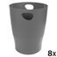 Exacompta 45307D ECOBIN 8er Pack Papierkörbe 15 Liter mit Griffen. Eleganter und robuster Papierkorb und Mülleimer im modernen Design mausgrau