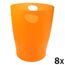 Exacompta 45352D ECOBIN 8er Pack Papierkörbe 15 Liter mit Griffen. Eleganter und robuster Papierkorb und Mülleimer im modernen Design orange