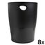 Exacompta 453014D ECOBIN 8er Pack Papierkorb EcoBlack 15 Liter mit Griffen. Eleganter und robuster Papierkorb und Mülleimer im modernen Design schwarz Blauer Engel