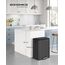 SONGMICS Mülleimer Küche, Mülltrennsystem 2 x 30 L, 2 Fächer für Recycling und Restmüll, Abfalleimer, Inneneimer, Stahl, Softclose-Deckel, breites robustes Pedal, tintenschwarz LTB556B02