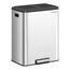 SONGMICS Mülleimer Küche, Mülltrennsystem 2 x 30 L, 2 Fächer für Recycling und Restmüll, Abfalleimer, Inneneimer, Edelstahl, Softclose-Deckel, breites robustes Pedal, metallicsilber LTB556E01