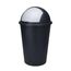 Spetebo XL Abfalleimer mit Schiebedeckel schwarz - 50 L - Runder Mülleimer mit Kuppel Deckel - Kosmetik Eimer Müll Behälter Abfall Eimer recycelbar