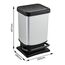 Rotho Paso Mülleimer 20l mit Pedal und Deckel, Kunststoff (PP) BPA-frei, silberhexagon, 20l (29.3 x 26.6 x 45.7 cm)