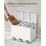 SONGMICS HOME Mülleimer Küche, 3 x 15 L Fächer, Abfalleimer mit farbcodierbaren Pedalen, Mülltrennsystem, mit Deckeln und Inneneimern, Stahl, wolkenweiß LTB740W02V1
