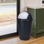 Spetebo XL Abfalleimer mit Schiebedeckel schwarz - 50 L - Runder Mülleimer mit Kuppel Deckel - Kosmetik Eimer Müll Behälter Abfall Eimer recycelbar