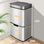 Ribelli Edelstahl - Mülltrennsysteme mit 3+1 Fächer - Mülleimer mit Sensor - 72 Liter (2x12 + 1x48 L) - Design Treteimer aus Edelstahl - Silber