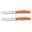 Victorinox Swiss Classic, Frühstücksmesser, Brötchenmesser Set 2teilig, Scharfe Klinge, Wellenschliff, 11 cm, Rostfreier Stahl, Orange